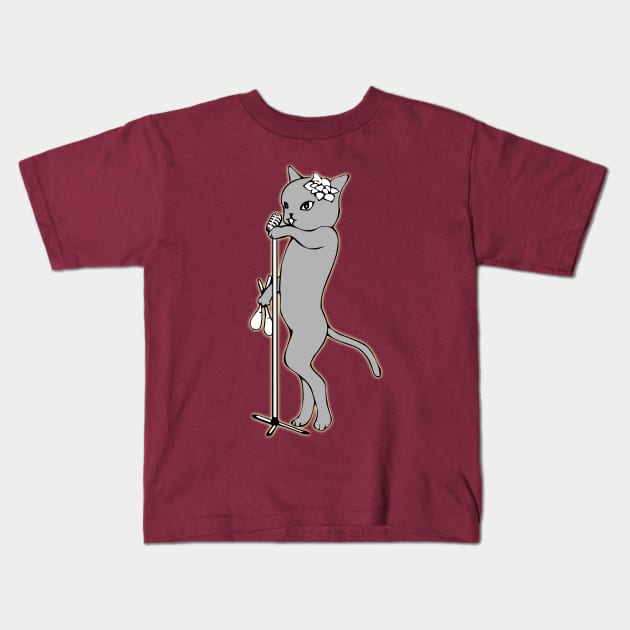 Cat Singing Kids T-Shirt by DonnaPeaches